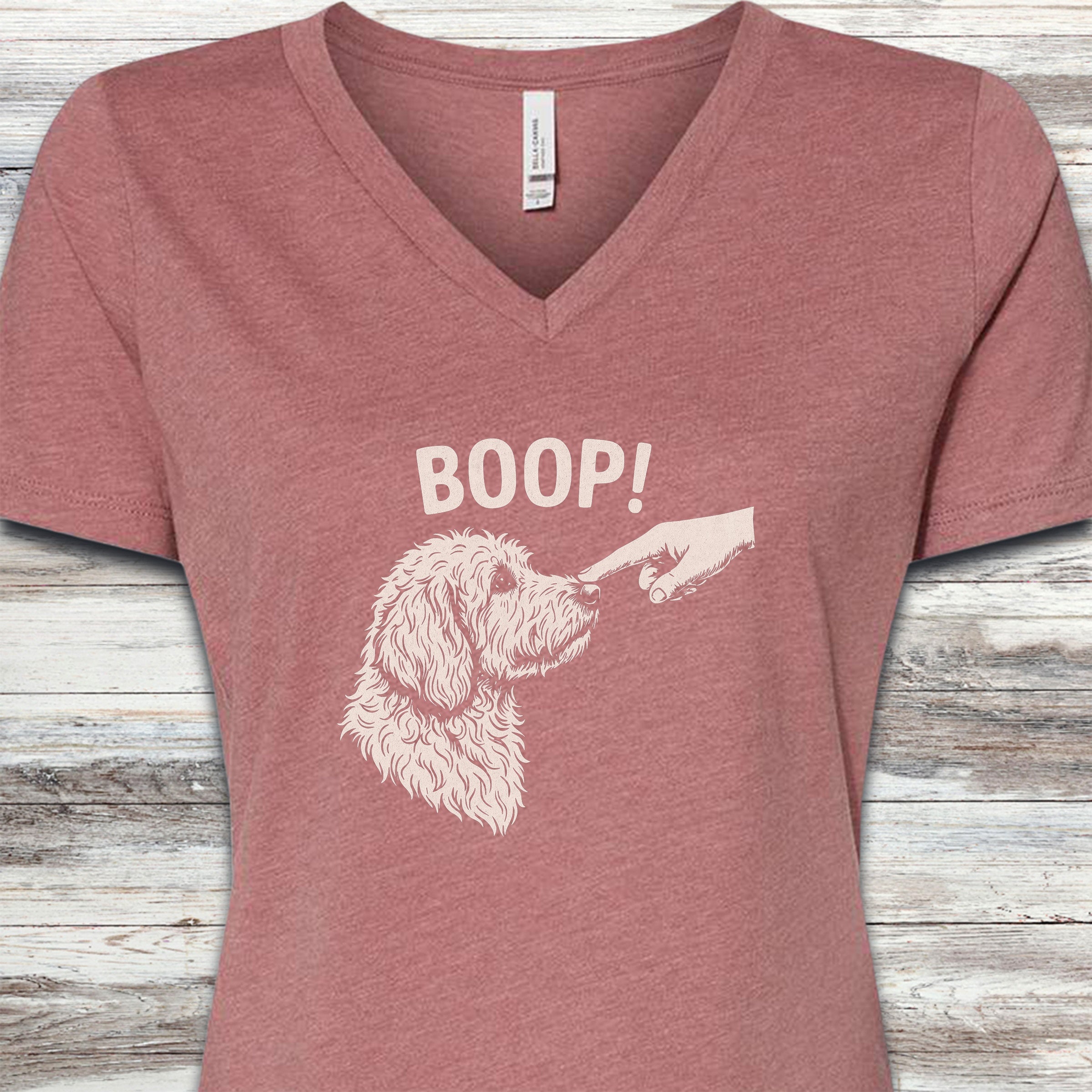 Doodle BOOP! V-Neck Tee - Heather Mauve