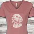 Goldendoodle Loyalty V-Neck Tee - Heather Mauve