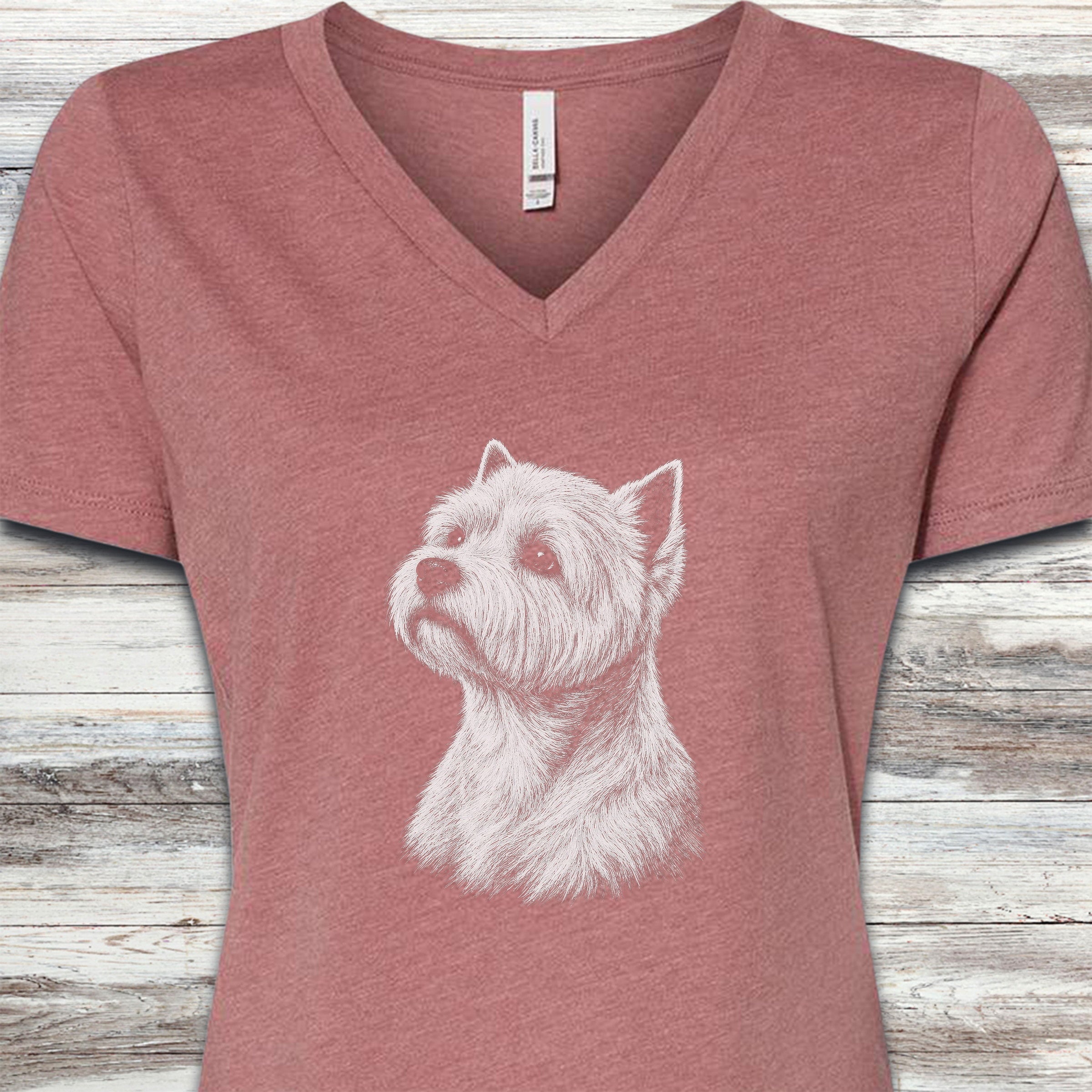 West Highland Loyalty V-Neck Tee - Heather Mauve