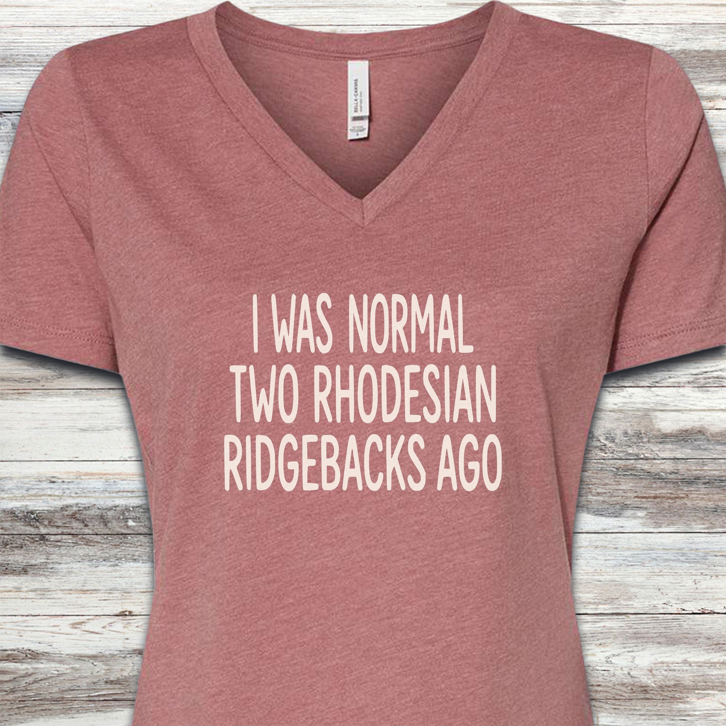 Rhodesian Ridgeback Normal V-Neck Tee - Heather Mauve