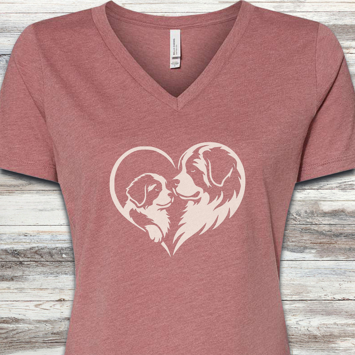 Saint Bernard Heart Bond V-Neck Tee - Heather Mauve