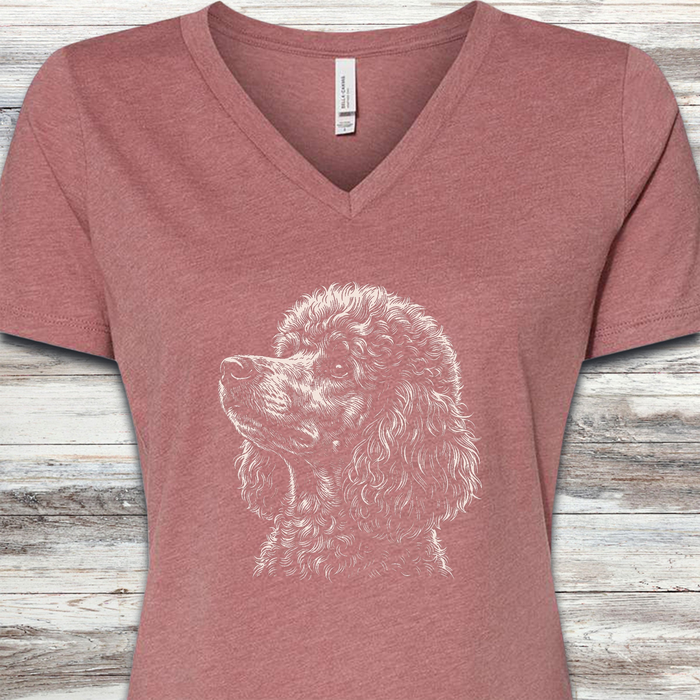 Poodle Loyalty V-Neck Tee - Heather Mauve