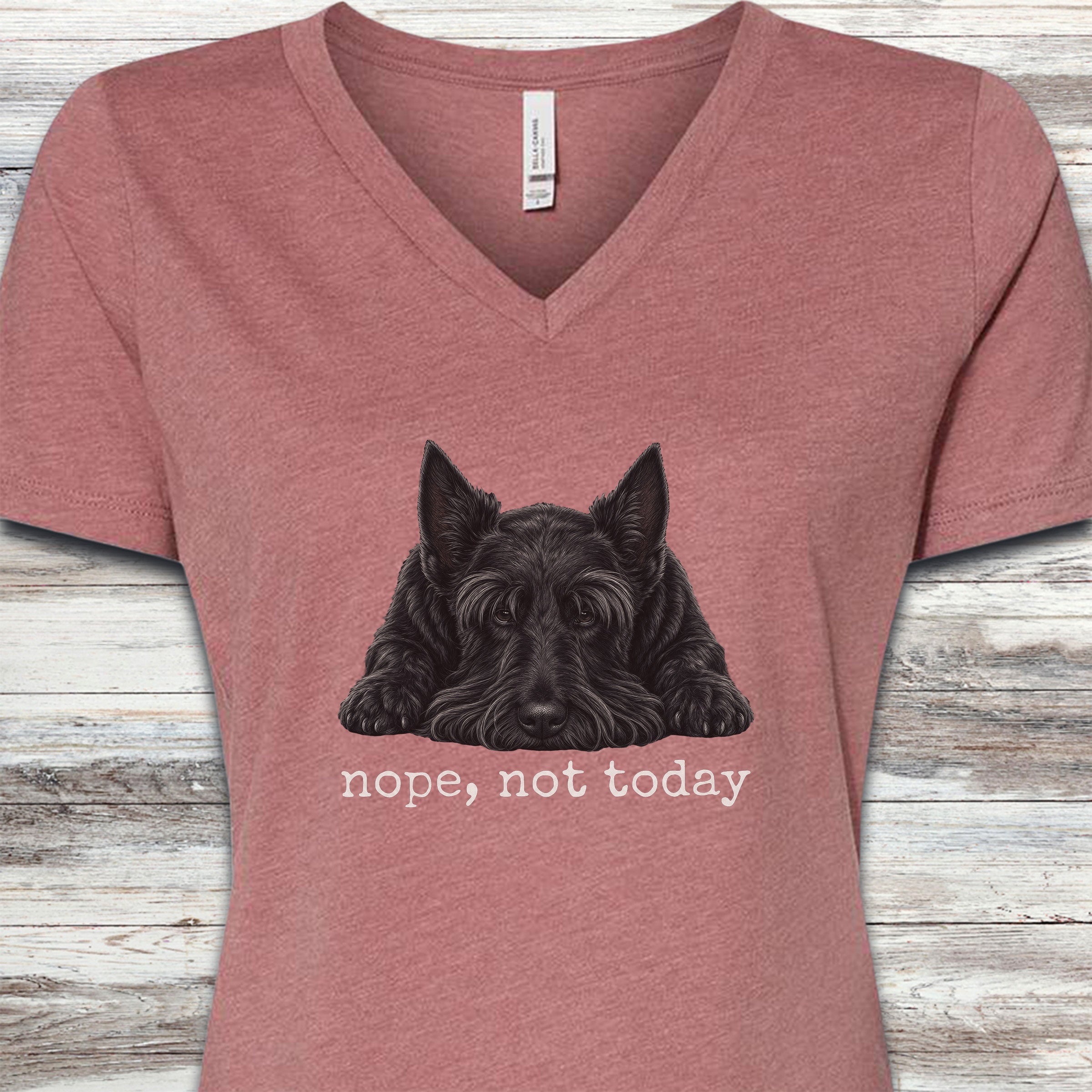 Scottish Terrier Nope V-Neck Tee - Heather Mauve