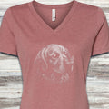 Golden Retriever Butterfly V-Neck Tee - Heather Mauve
