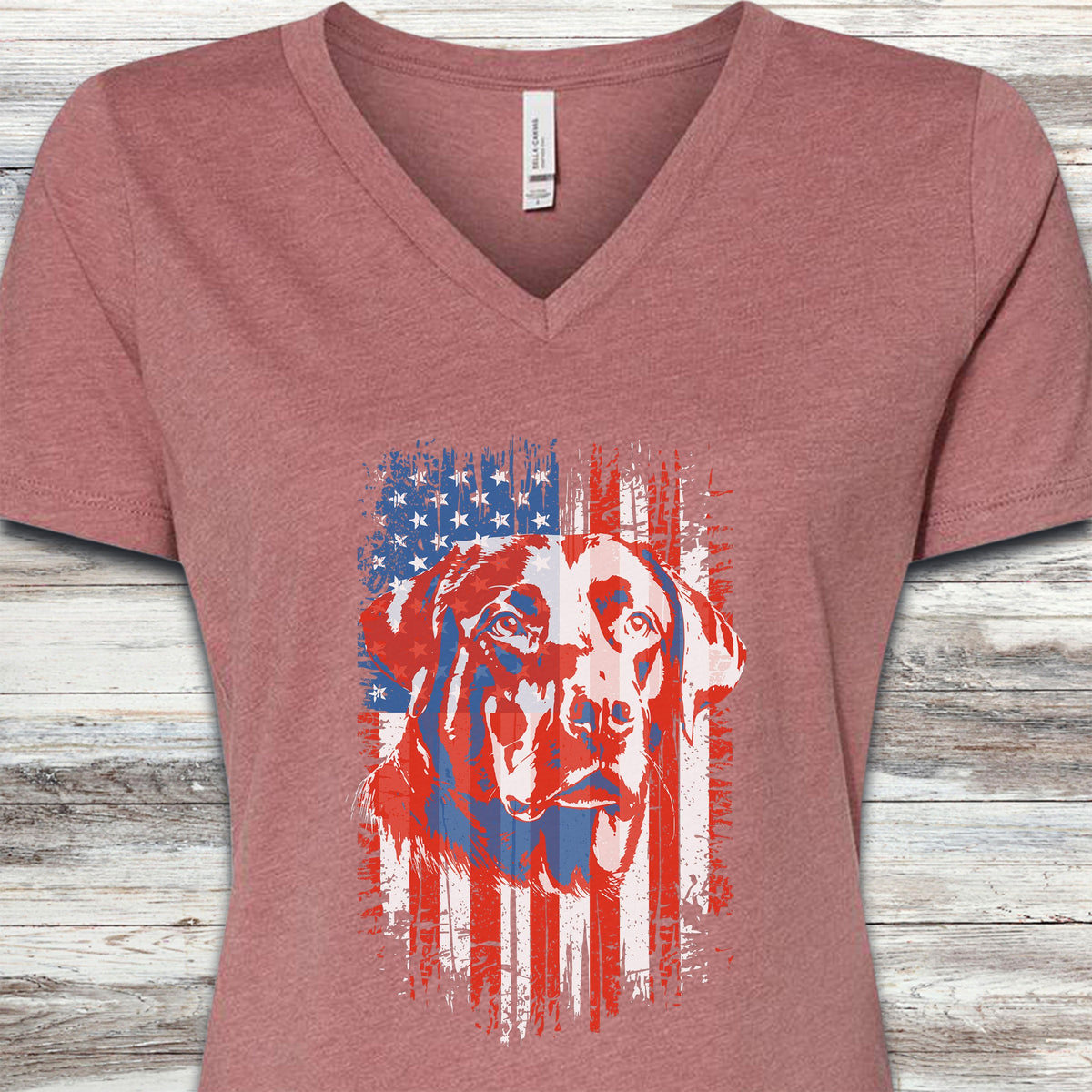 Labrador Retriever USA V-Neck Tee - Heather Mauve