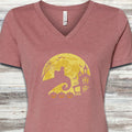 Maltese Halloween Moon V-Neck Tee - Heather Mauve