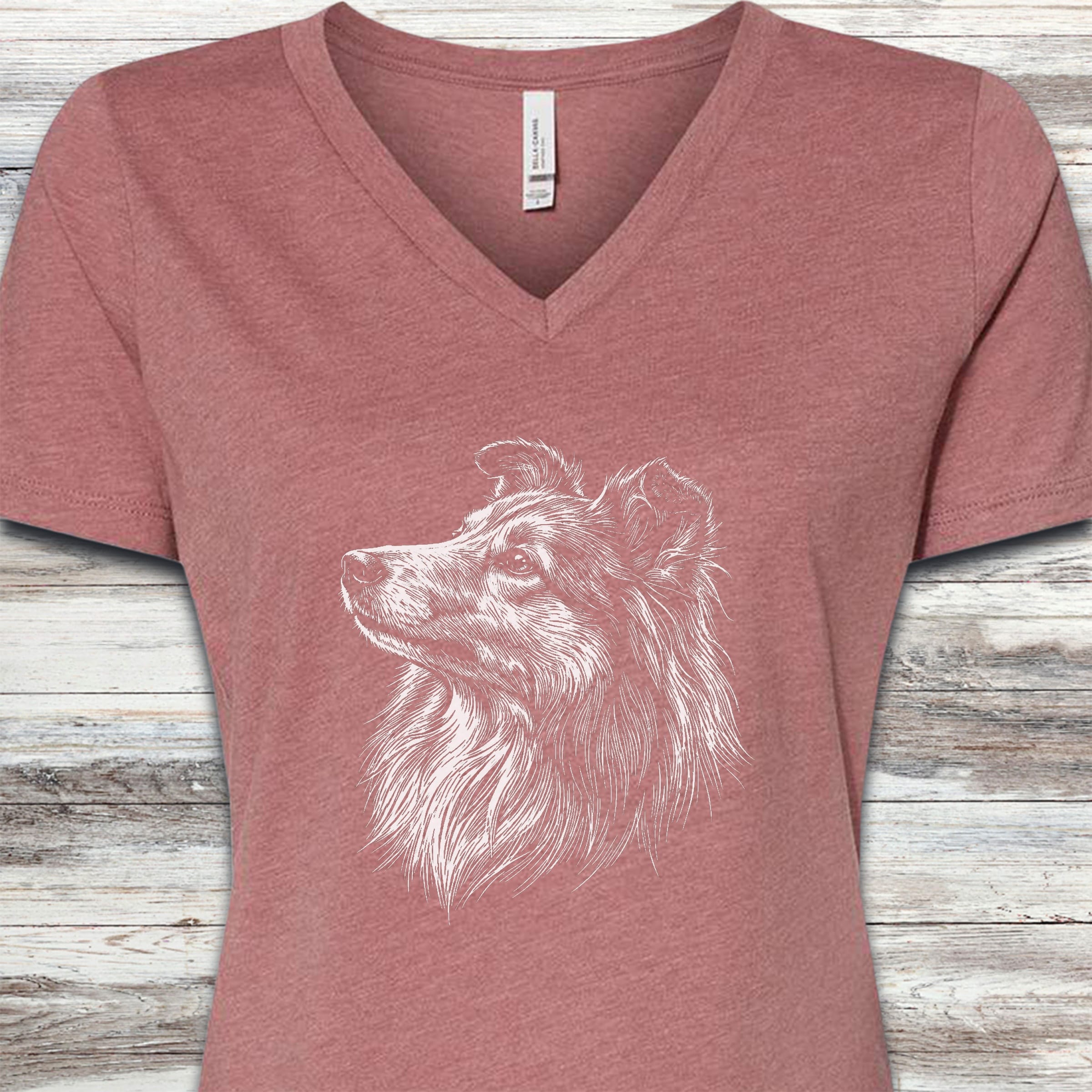 Shetland Sheepdog Loyalty V-Neck Tee - Heather Mauve