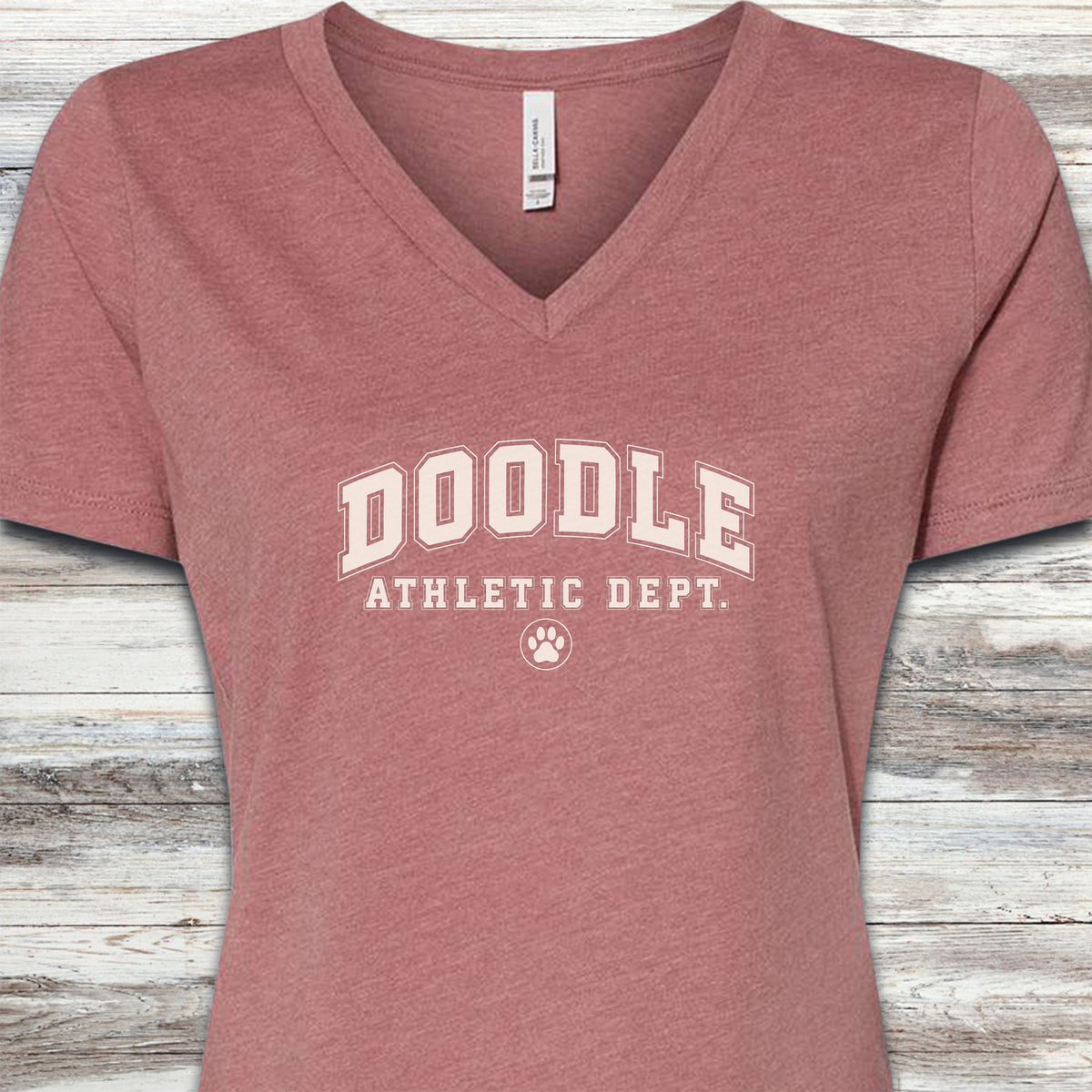 Doodle Athletic Dept V-Neck Tee - Heather Mauve