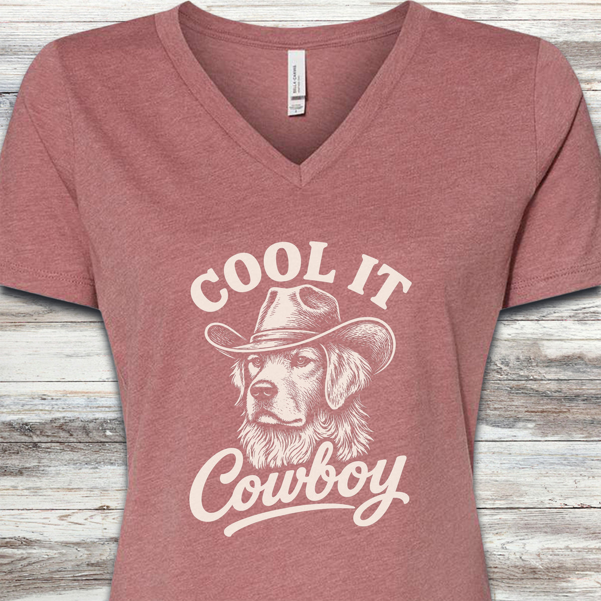 Golden Retriever Cool It V-Neck Tee - Heather Mauve