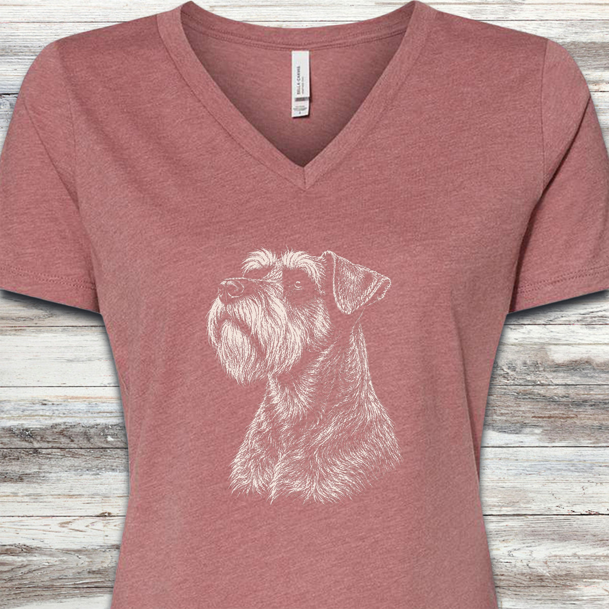 Schnauzer Loyalty V-Neck Tee - Heather Mauve