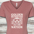 Golden Retriever Nation V-Neck Tee - Heather Mauve