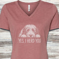Bearded Collie Herd You V-Neck Tee - Heather Mauve