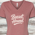 Basset Hound Team V-Neck Tee - Heather Mauve