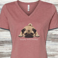 Pug Nope V-Neck Tee - Heather Mauve