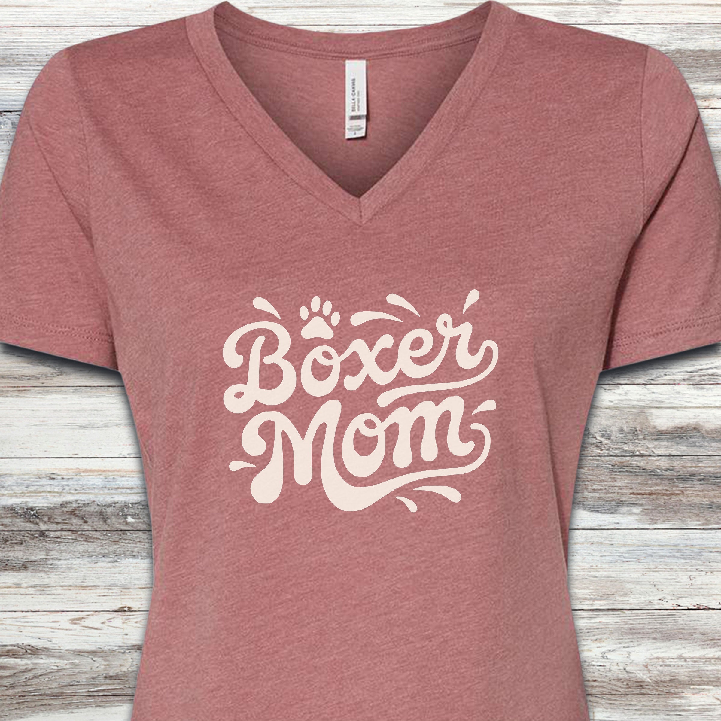 Boxer Groovy Mom V-Neck Tee - Heather Mauve