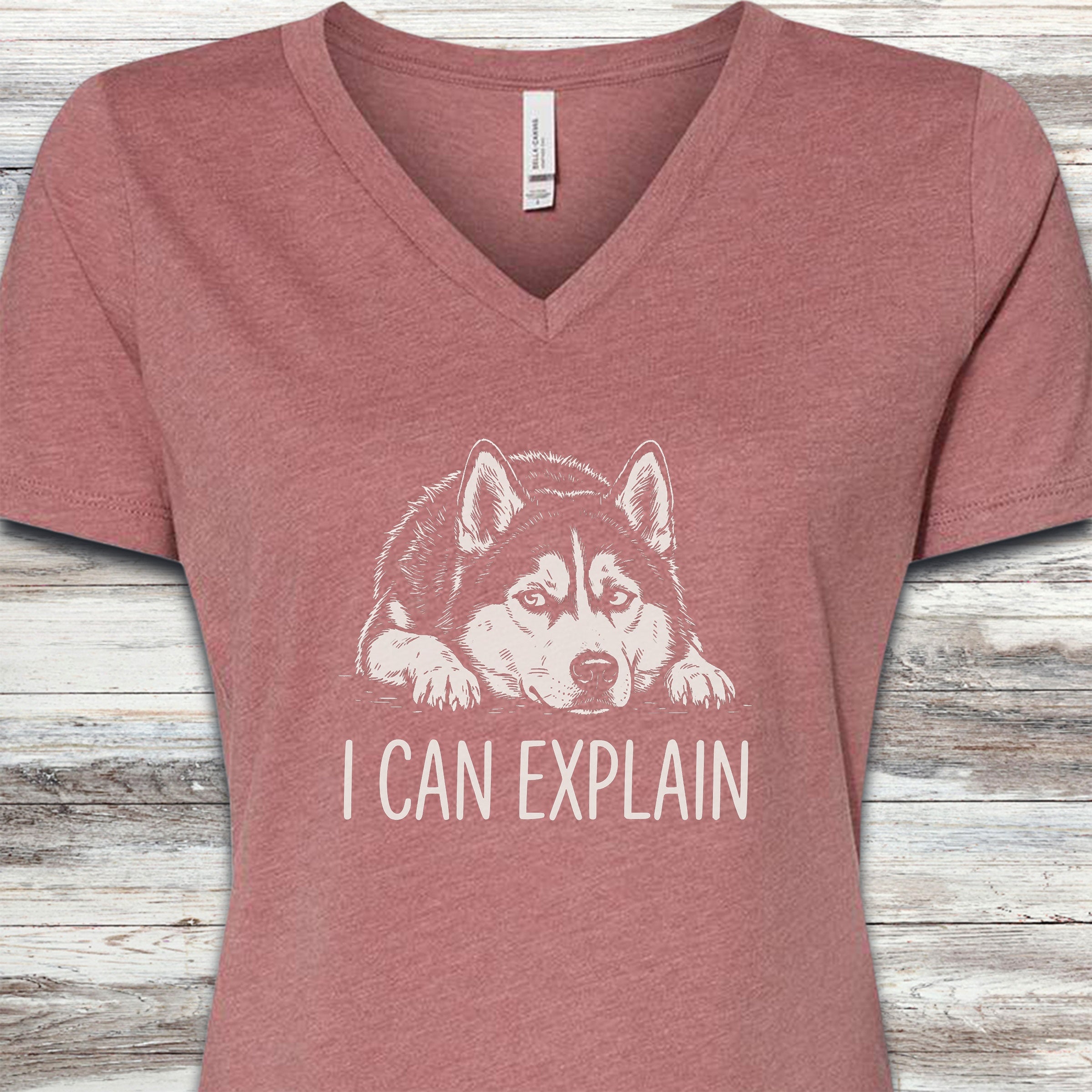 Husky Explain V-Neck Tee - Heather Mauve
