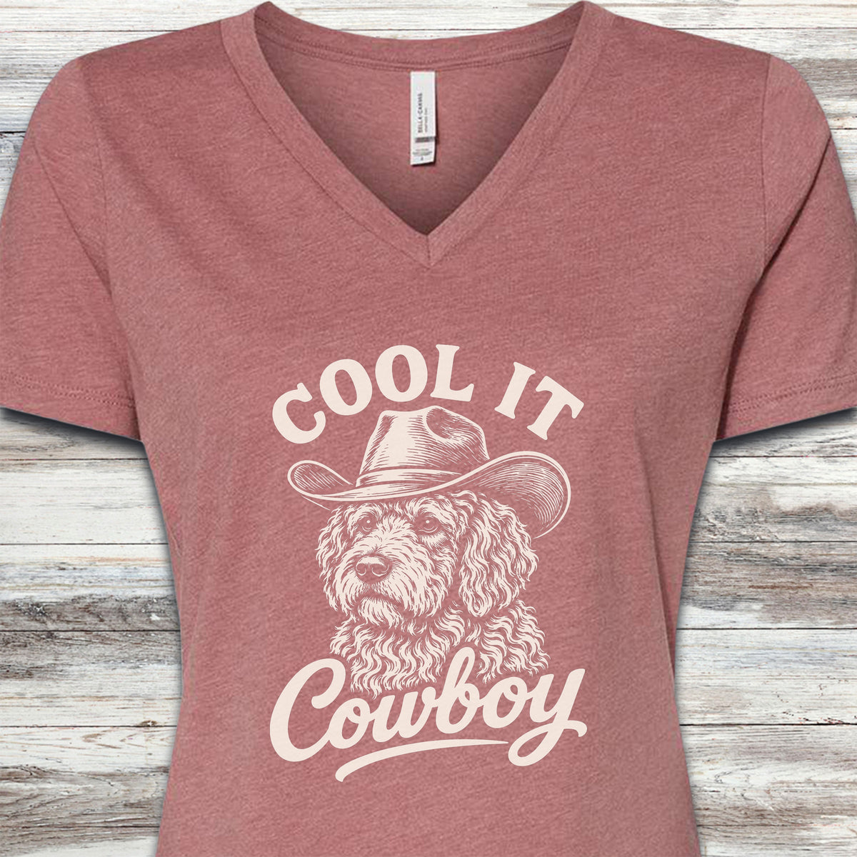Labradoodle Cool It V-Neck Tee - Heather Mauve
