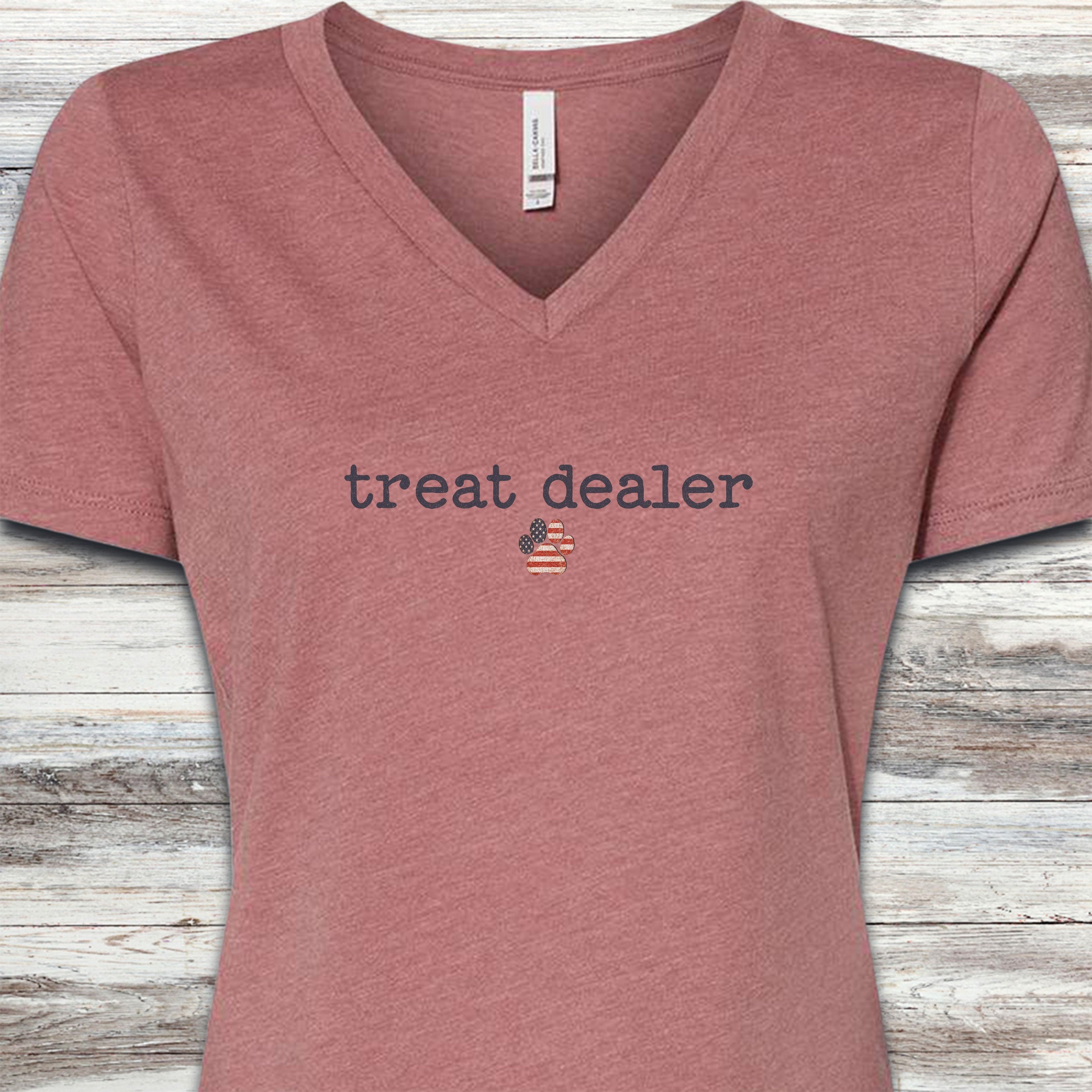 Vintage Treat Dealer USA V-Neck Tee - Heather Mauve