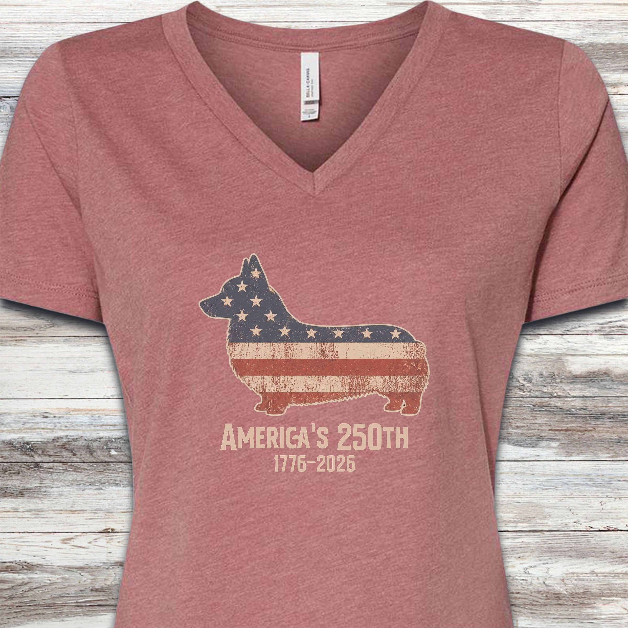 Corgi 250 V-Neck Tee - Heather Mauve