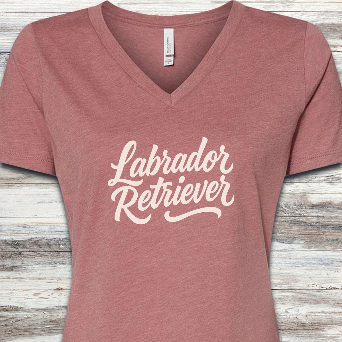 Labrador Retriever Team V-Neck Tee - Heather Mauve