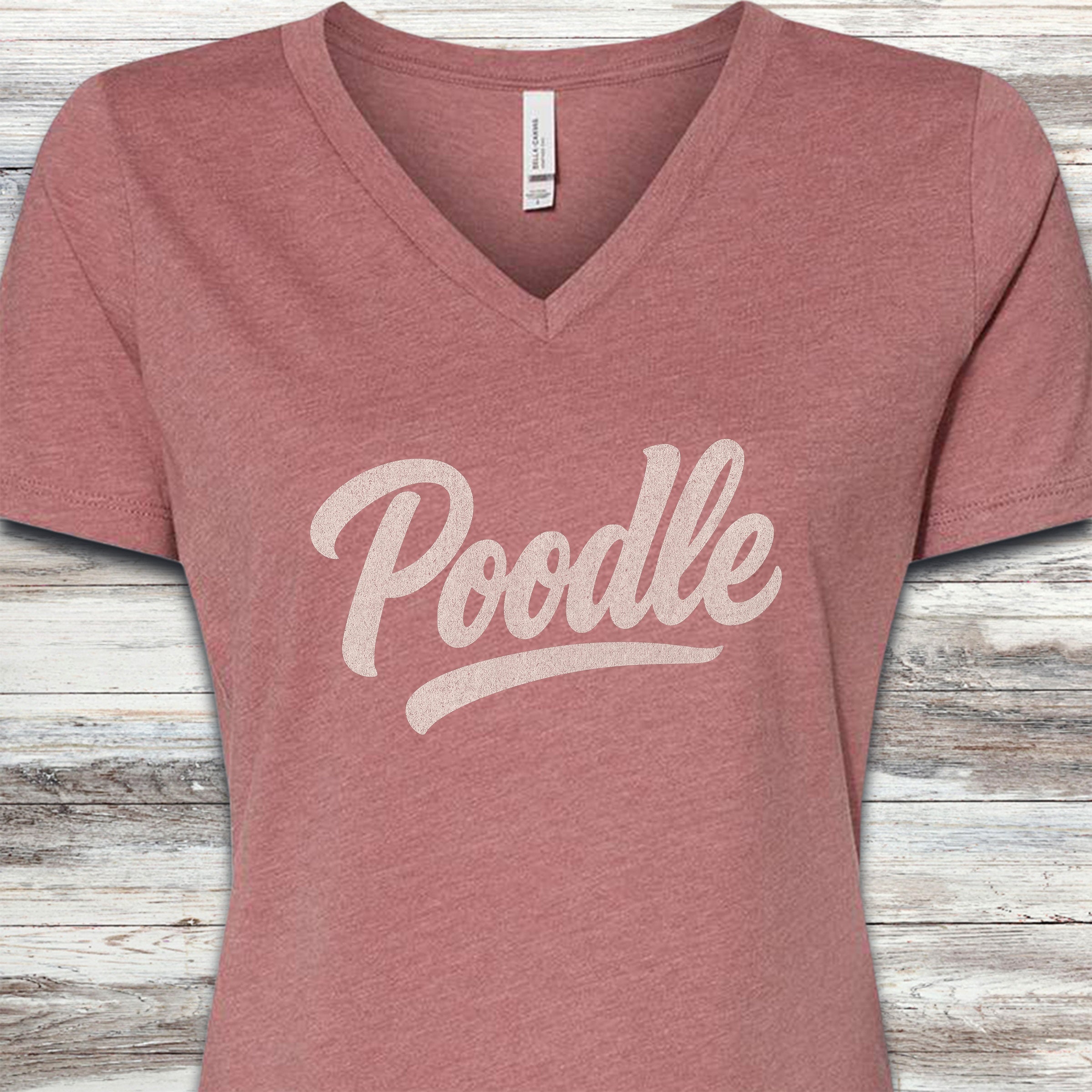 Poodle Team V-Neck Tee - Heather Mauve