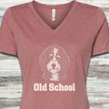 Bernedoodle Old School V-Neck Tee - Heather Mauve