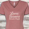 Bernese Mountain Dog Tolerates People V-Neck Tee - Heather Mauve