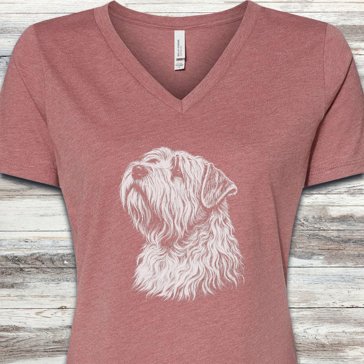 Wheaten Terrier Loyalty V-Neck Tee - Heather Mauve