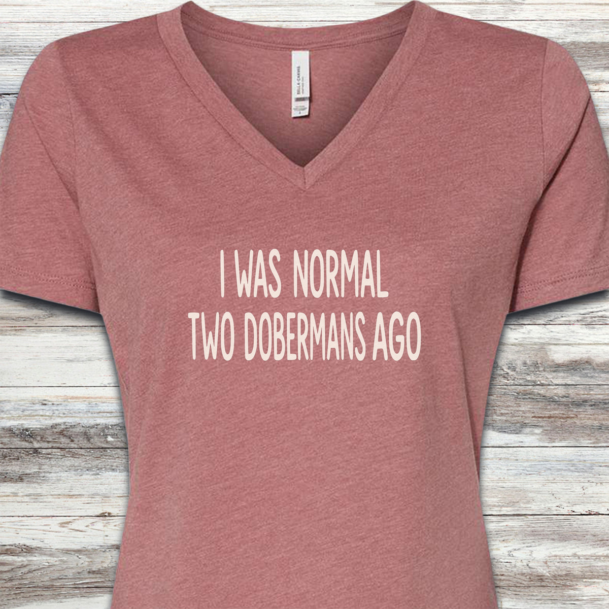 Doberman Normal V-Neck Tee - Heather Mauve