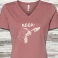 Bernedoodle BOOP! V-Neck Tee - Heather Mauve