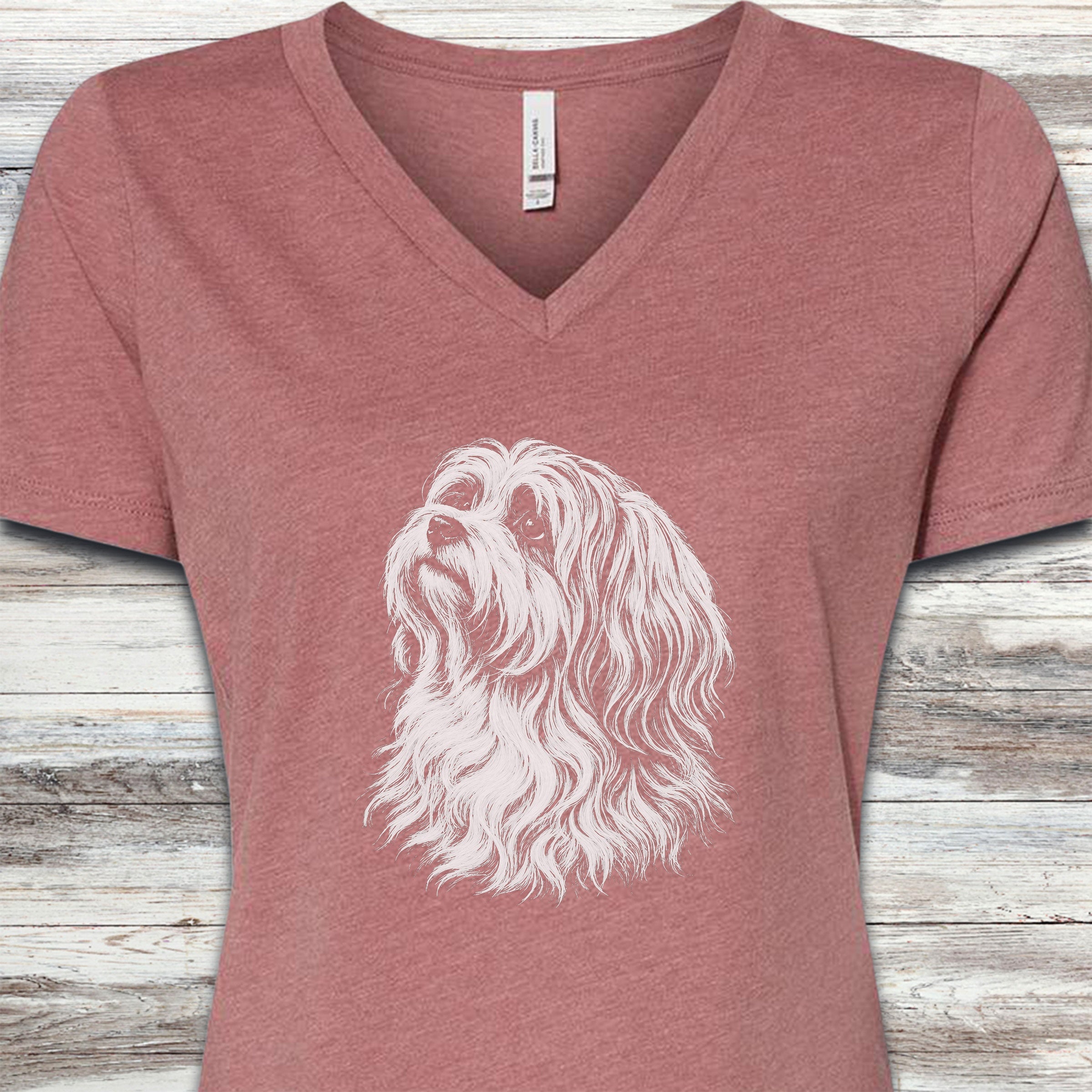 Havanese Loyalty V-Neck Tee - Heather Mauve
