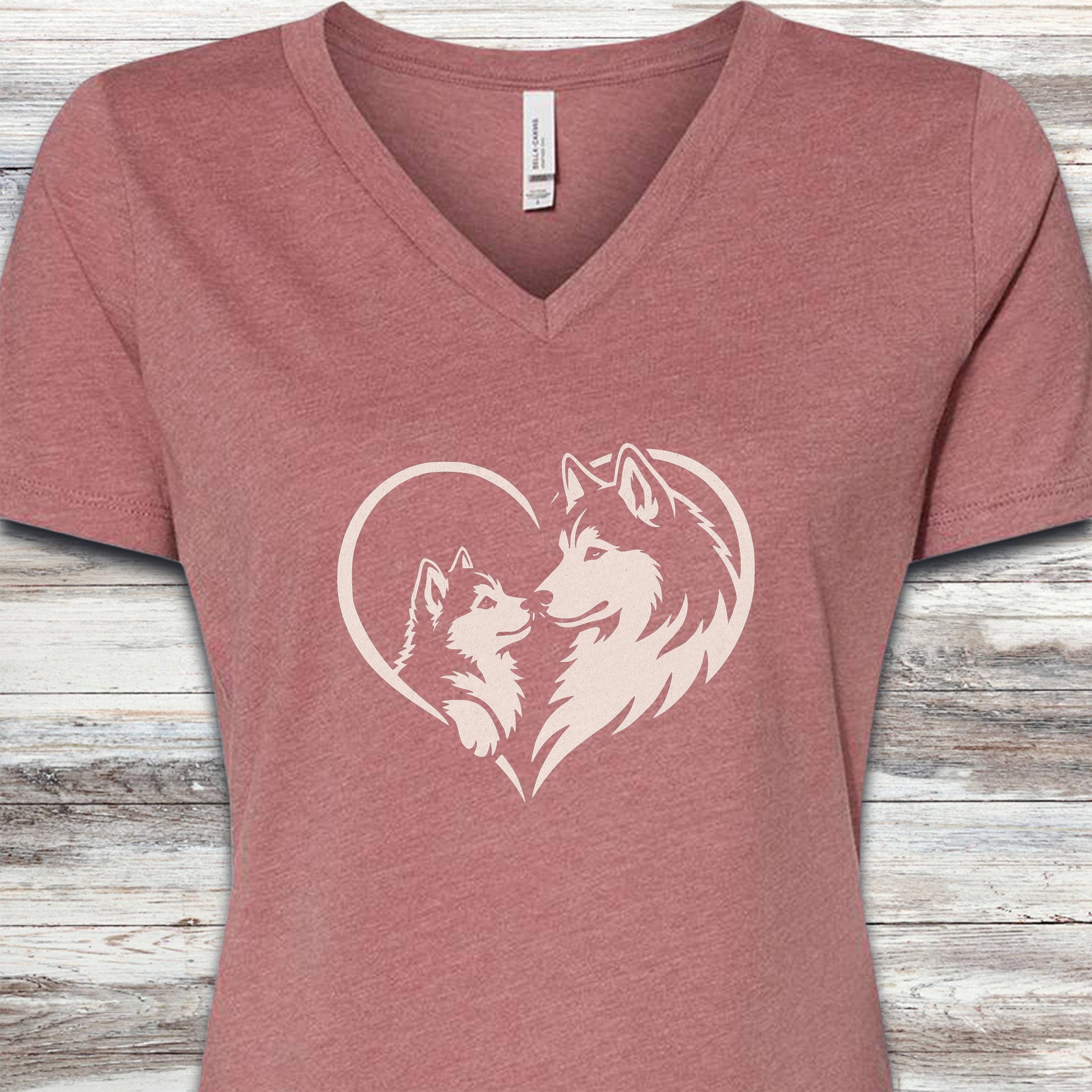 Husky Heart Bond V-Neck Tee - Heather Mauve