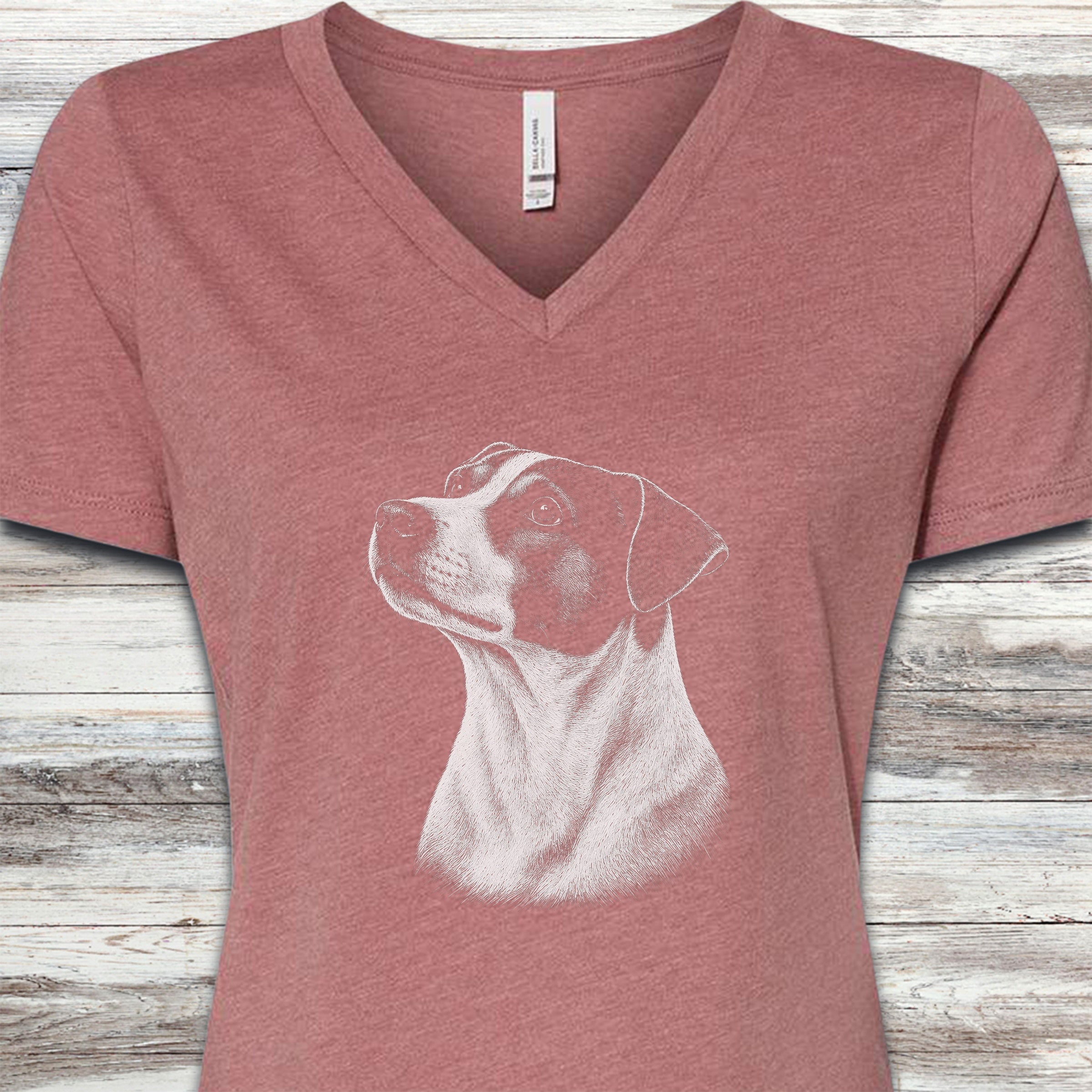Jack Russell Loyalty V-Neck Tee - Heather Mauve