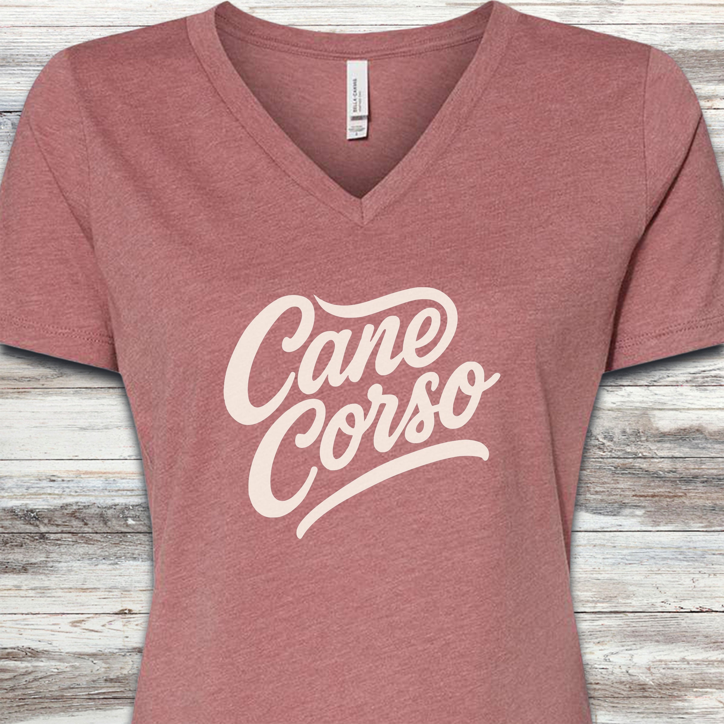 Cane Corso Team V-Neck Tee - Heather Mauve