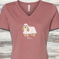 Cocker Spaniel Boo V-Neck Tee - Heather Mauve