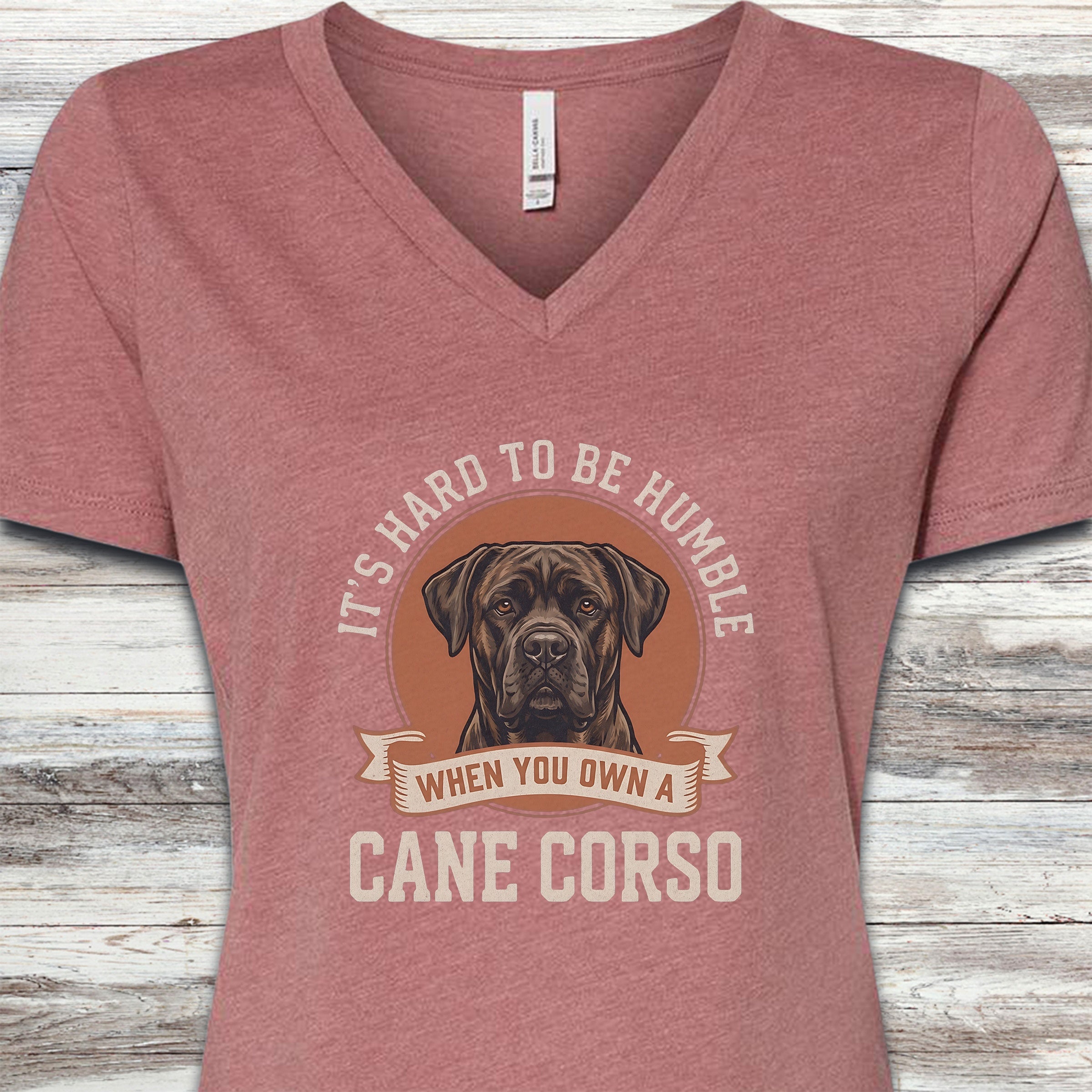 Cane Corso Humble V-Neck Tee - Heather Mauve