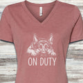 German Shepherd On Duty V-Neck Tee - Heather Mauve