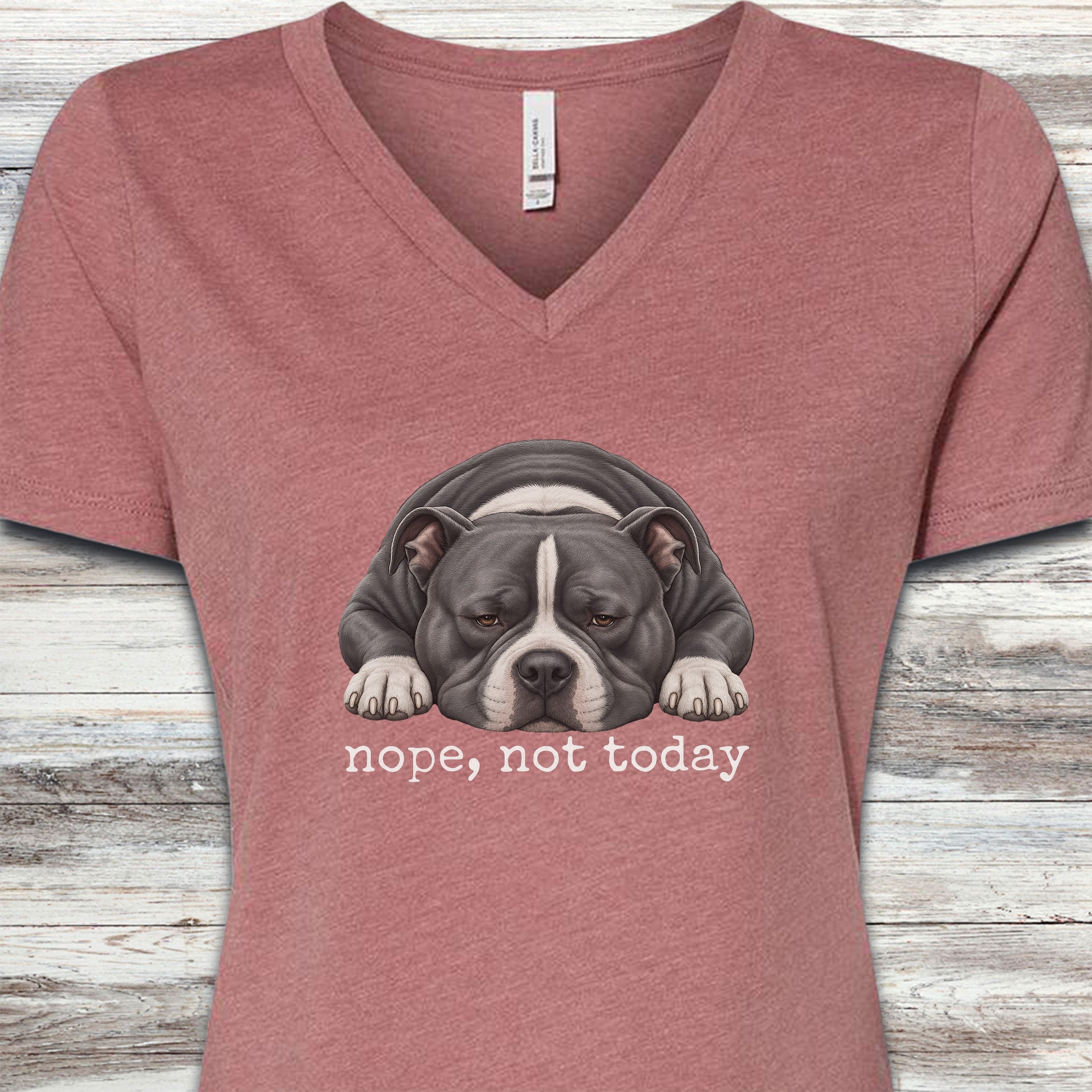 American Bully Nope V-Neck Tee - Heather Mauve