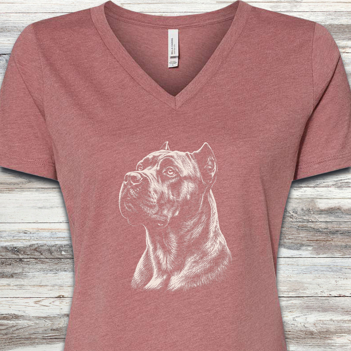 Cane Corso Loyalty V-Neck Tee - Heather Mauve