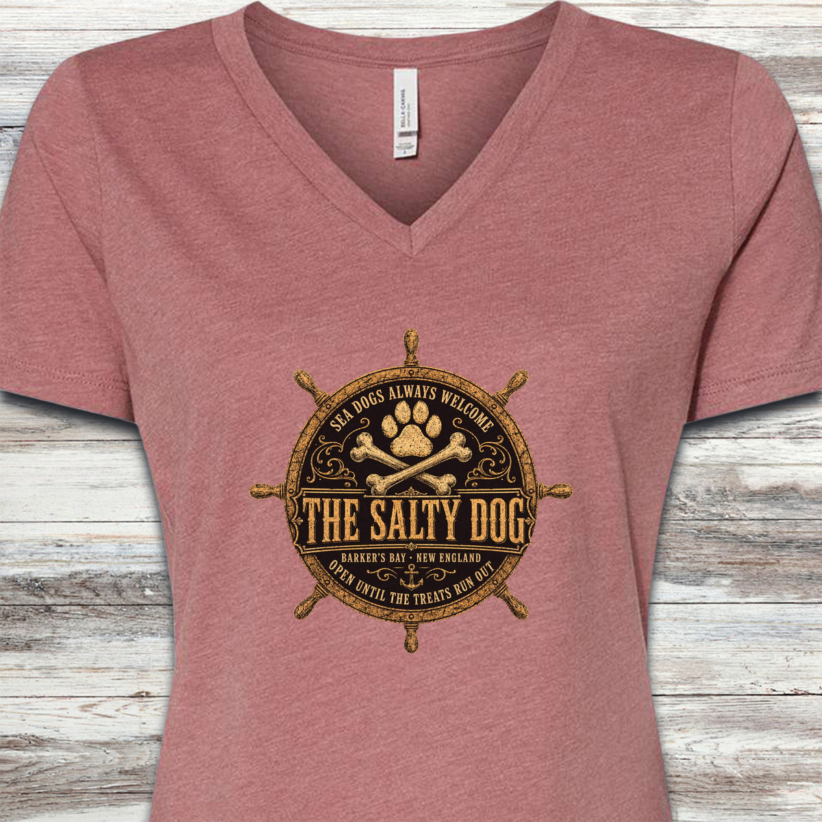 The Salty Dog V-Neck Tee - Heather Mauve