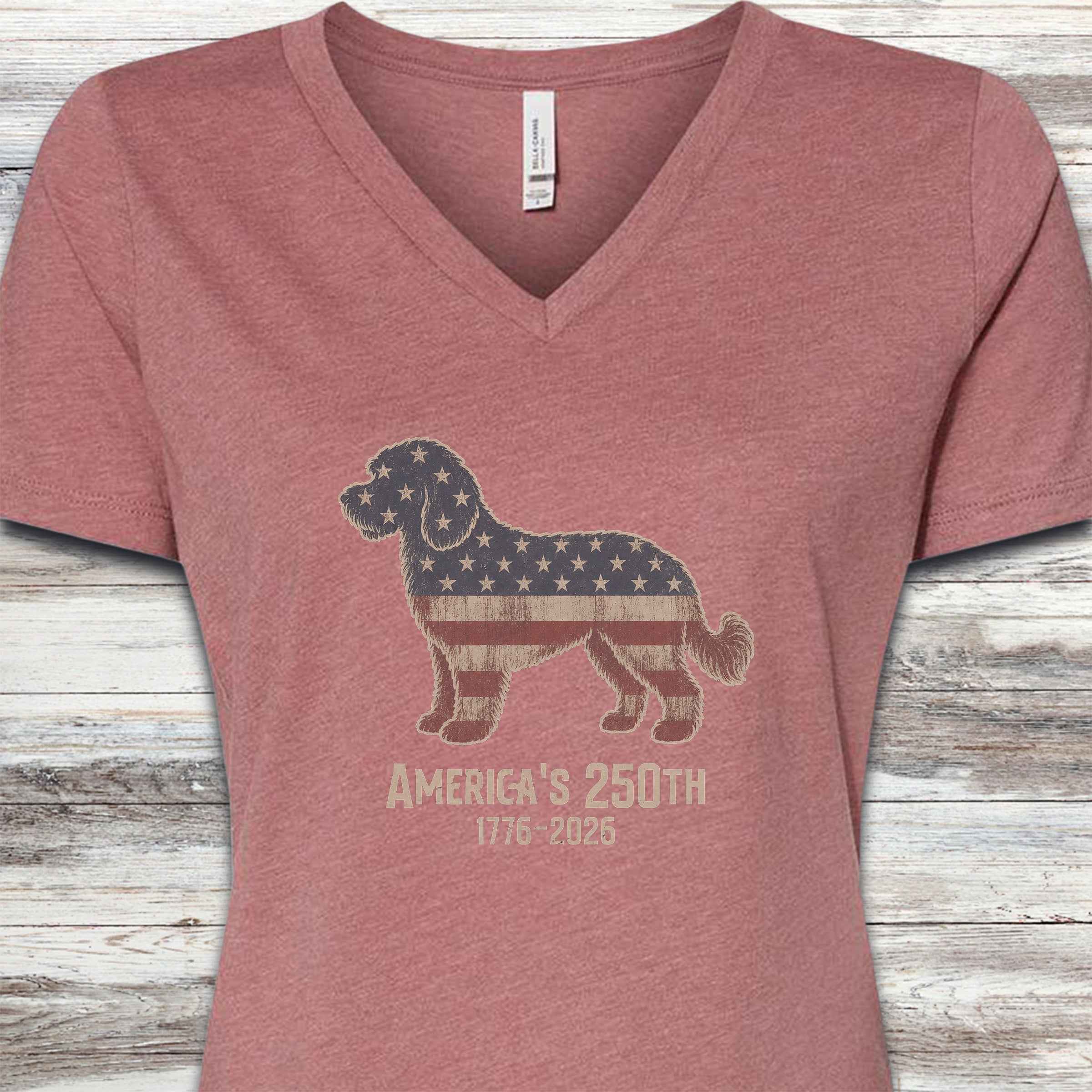 Labradoodle 250 V-Neck Tee - Heather Mauve