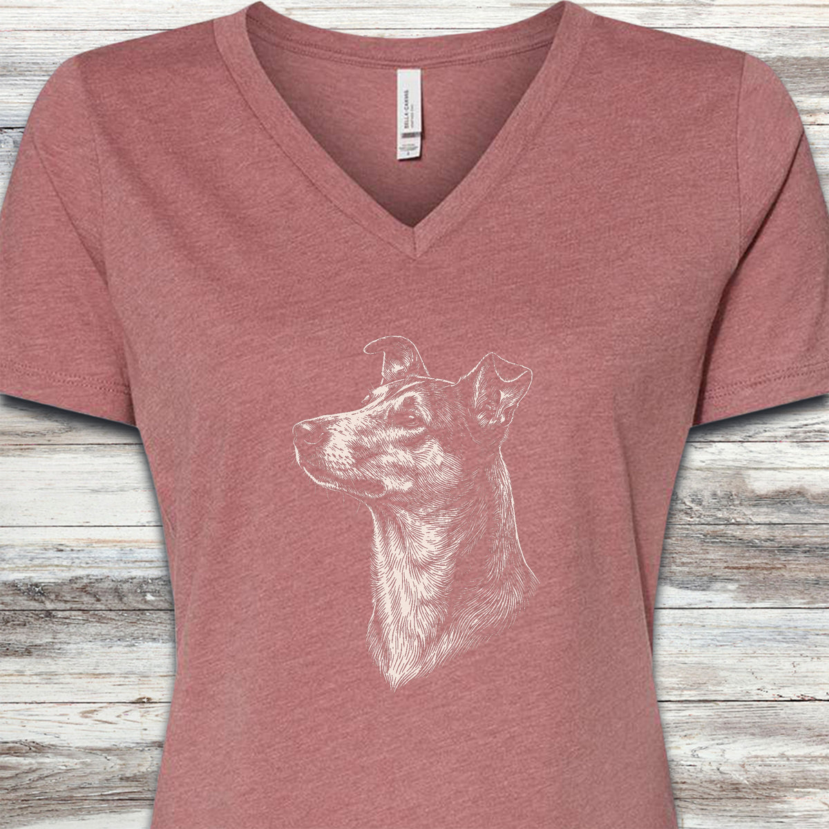 Smooth Collie Loyalty V-Neck Tee - Heather Mauve