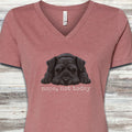 Schnauzer Black Nope V-Neck Tee - Heather Mauve