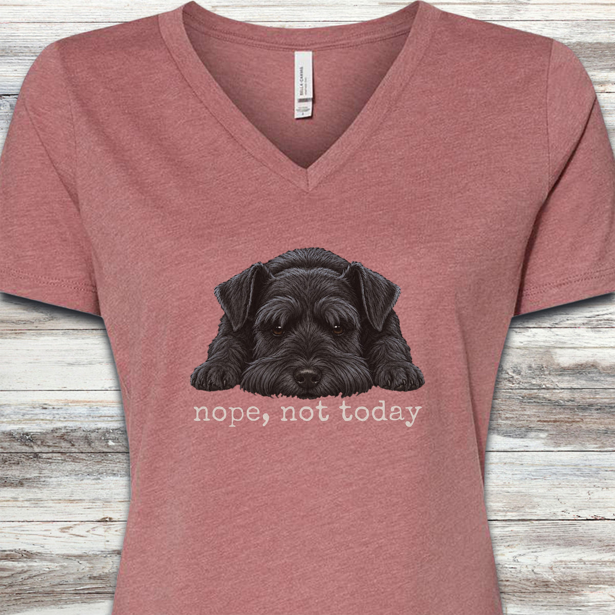 Schnauzer Black Nope V-Neck Tee - Heather Mauve