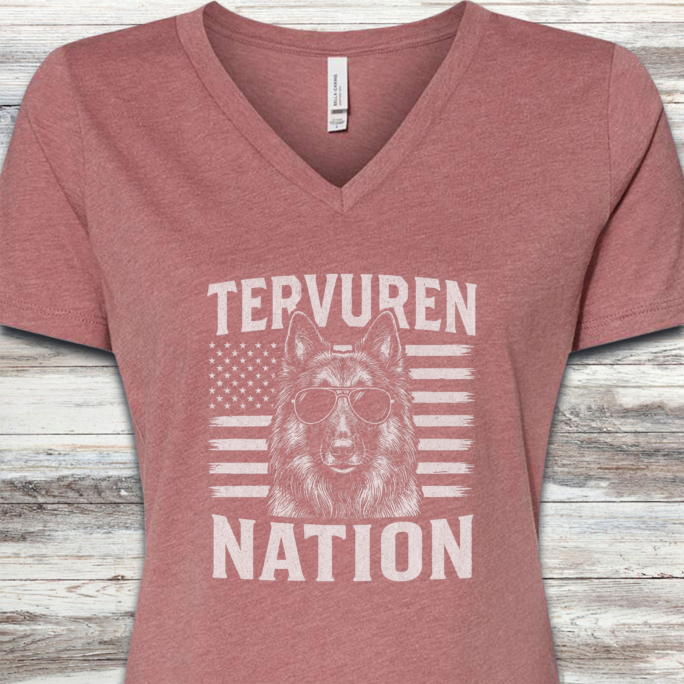 Belgian Tervuren Nation V-Neck Tee - Heather Mauve