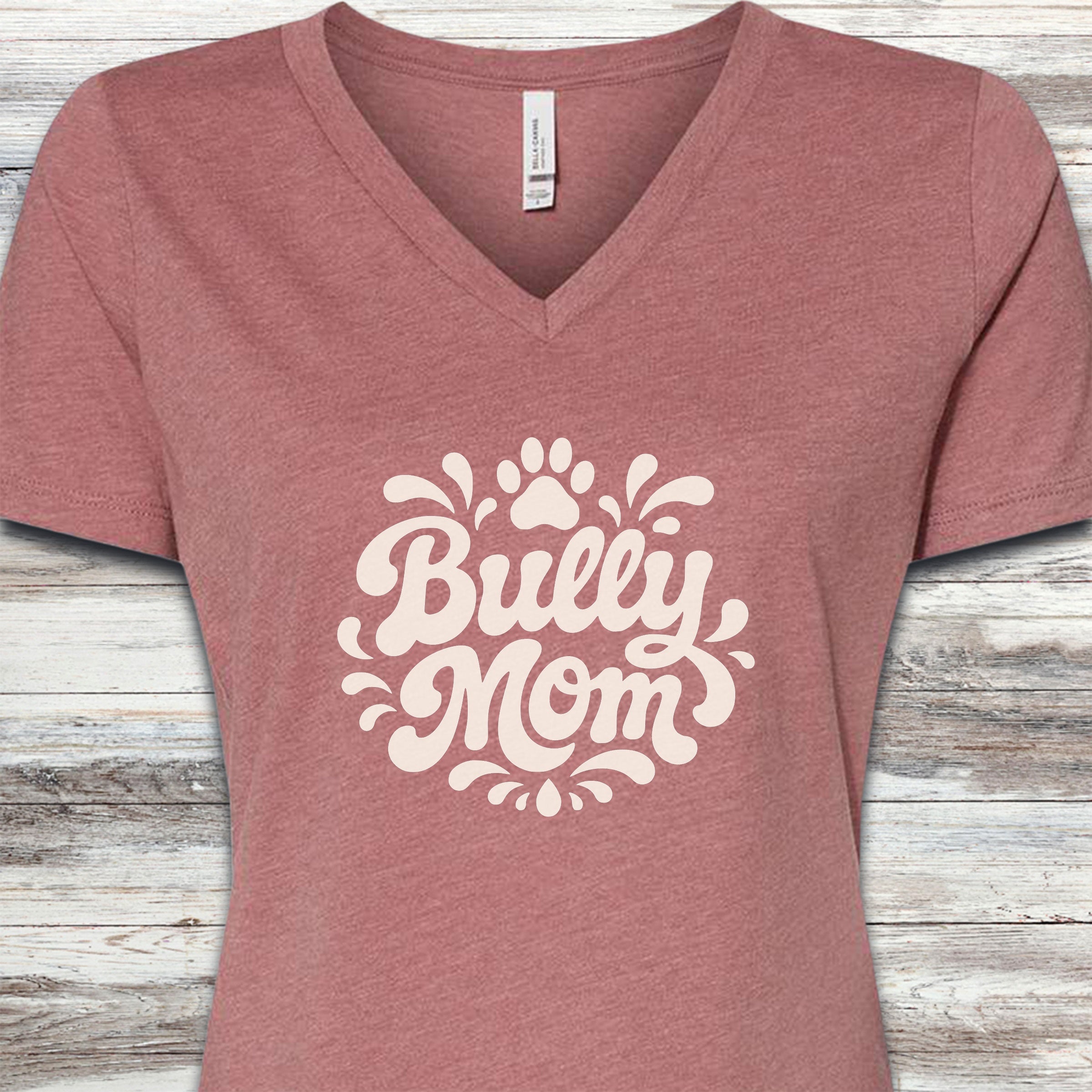 American Bully Groovy Mom V-Neck Tee - Heather Mauve
