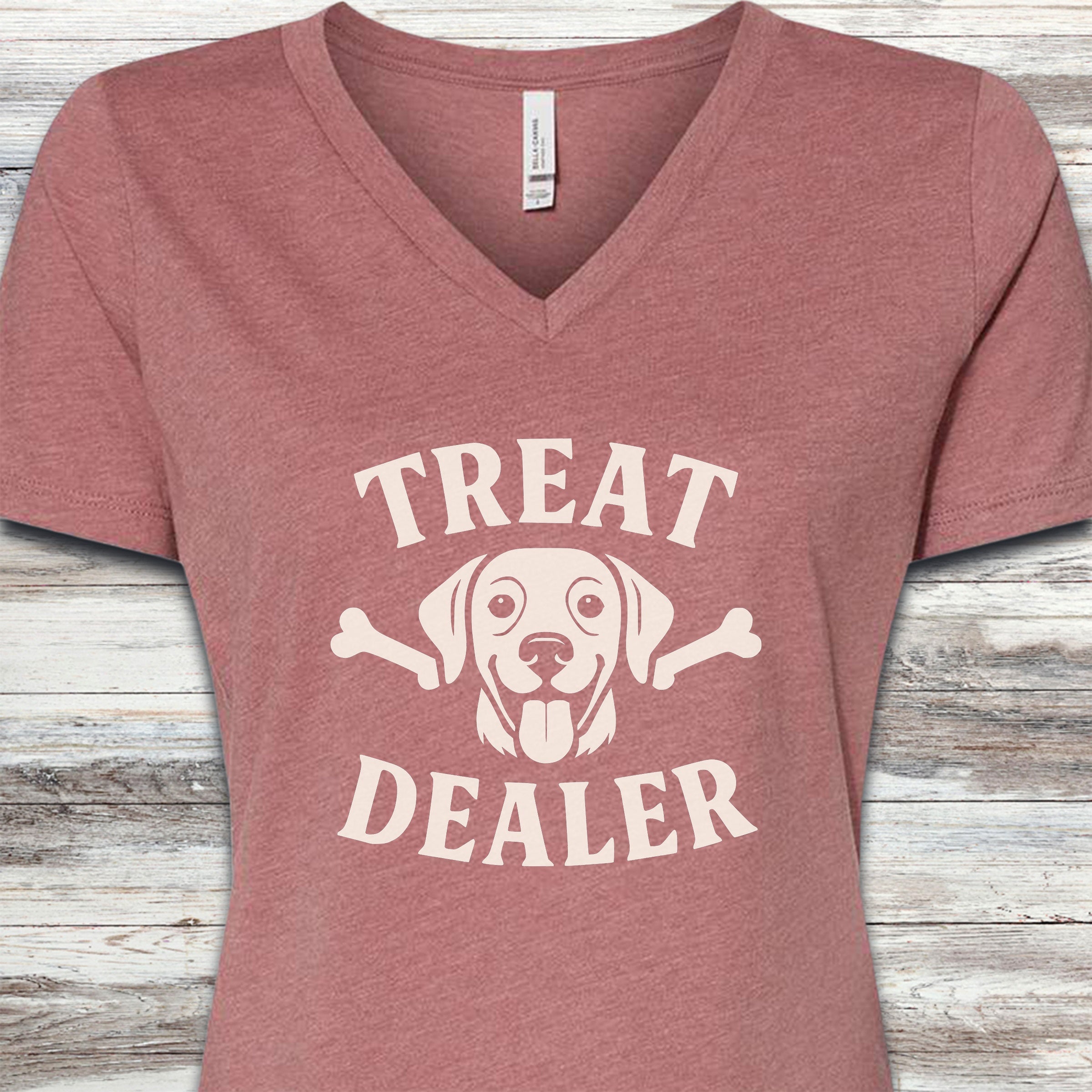 Treat Dealer Bones V-Neck Tee - Heather Mauve