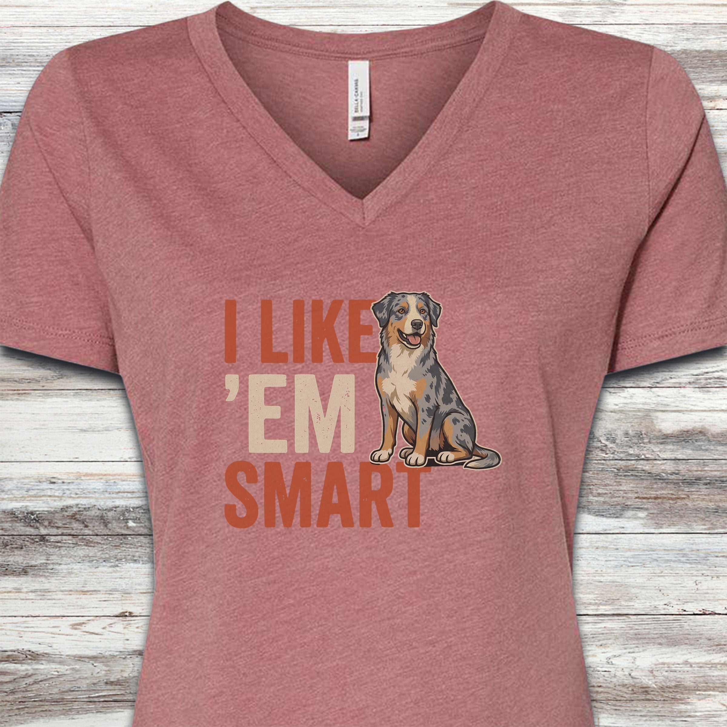 Australian Shepherd Smart V-Neck Tee - Heather Mauve
