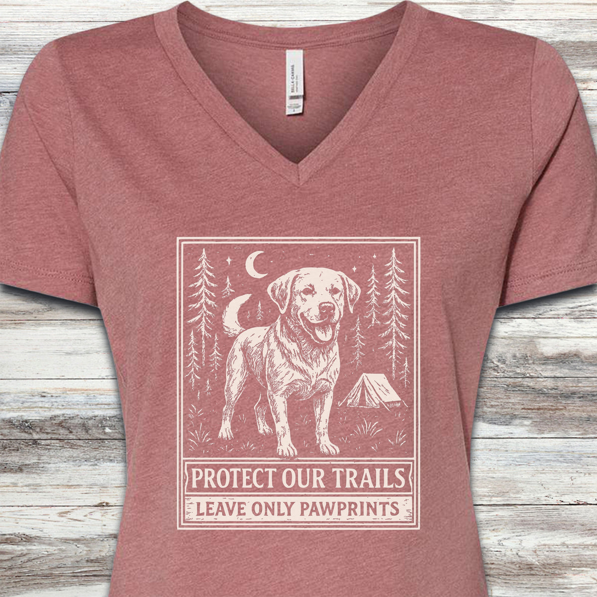 Labrador Retriever Protect Trails V-Neck Tee - Heather Mauve