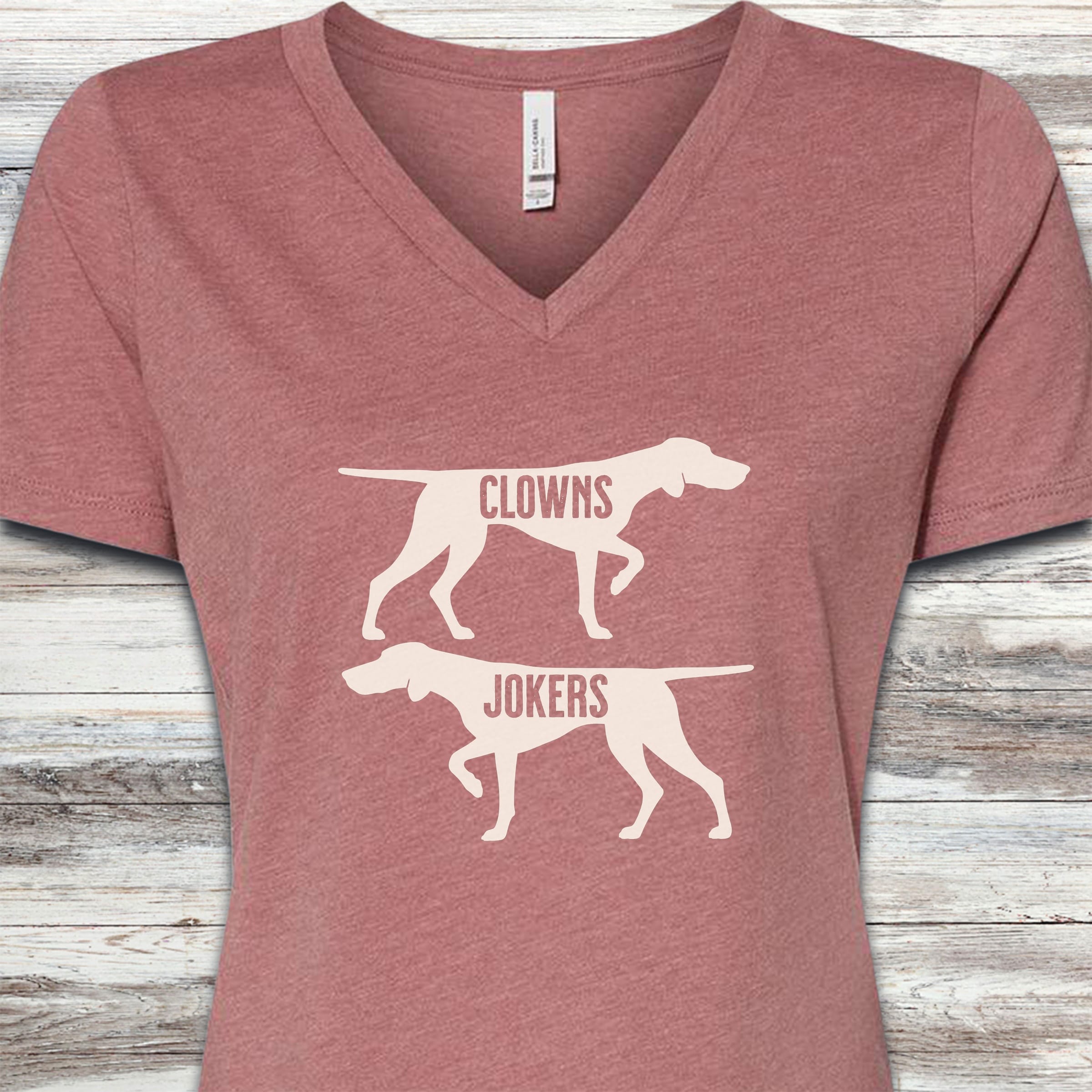 Clowns or Jokers Pointer V-Neck Tee - Heather Mauve